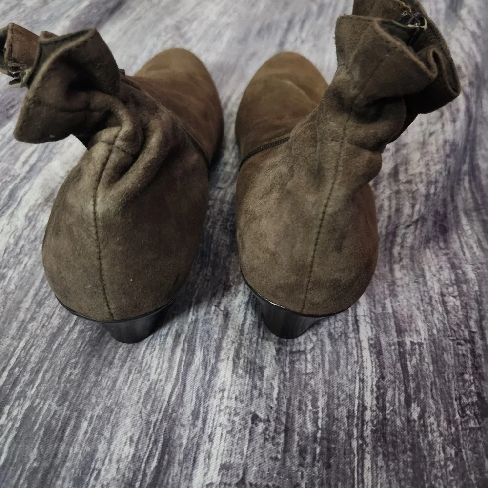 Munro American Suede Brown‎ Leather Ankle Boots Heel Size 10M
